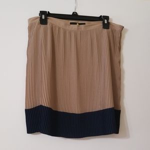 Pleated beige and navy skirt
